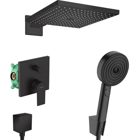 Hansgrohe Vernis Shape Pulsify All-in-one Concealed Shower Set With Overhead Shower 300 XXL + 3-jet Shower, Matt Black