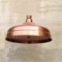 Copper Shower Head, 20cm (8 Inch) Diameter, High Pressure Fixed Shower Head With Adjustable Angle Shower Head Rain Shower Head - Gold