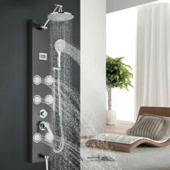 Shower Column Multifunctional Shower System Massaging Nozzles Shower Panel For Bathroom With Adjustable Rain Shower Head