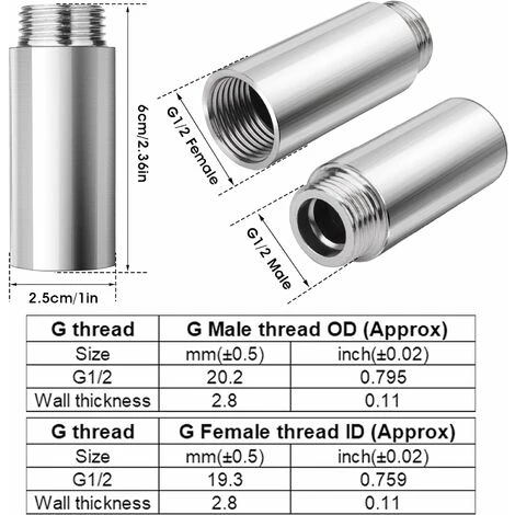 Shower Head Extension Arm 2pcs Straight Bathroom Shower Head Extension Arm Stainless Steel Shower Extension Tube Handheld Shower Extra Hose Pipe Shower Hose Extension Arm For Fixed Shower Head - Image 5