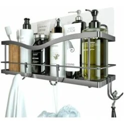Shower Storage Shelf - Black Wall Mounted Shower & Bath Storage Shelf
