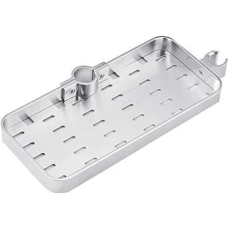 Aluminum Alloy Adjustable Telescopic Shower Shelf Bathroom Organizer Soap Holder No Drilling Assembly For 19mm-25mm