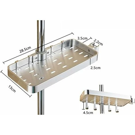 Aluminum Alloy Adjustable Telescopic Shower Shelf Bathroom Organizer Soap Holder No Drilling Assembly For 19mm-25mm - Image 2
