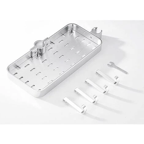 Aluminum Alloy Adjustable Telescopic Shower Shelf Bathroom Organizer Soap Holder No Drilling Assembly For 19mm-25mm - Image 4
