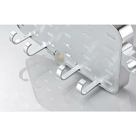 Aluminum Alloy Adjustable Telescopic Shower Shelf Bathroom Organizer Soap Holder No Drilling Assembly For 19mm-25mm - Image 5