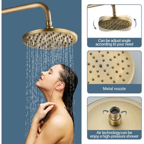 Colonne De Douche Laiton Rétro Système De Douche Réglable Ensemble De Douche Mural Set Kit De Douche En Mitigeur De Douche Pour Salle De Bain Set - Image 2