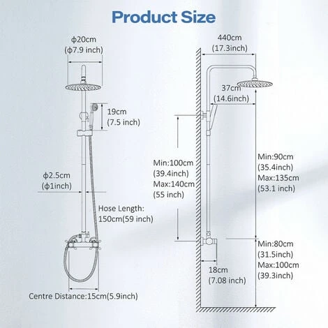 Colonne De Douche Laiton Rétro Système De Douche Réglable Ensemble De Douche Mural Set Kit De Douche En Mitigeur De Douche Pour Salle De Bain Set - Image 5
