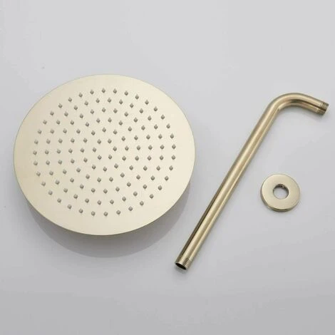 Ensemble De Douche Encastrable Doré Brossé 25cm25cm Système De Douche 2 Fonctions Mitigeur De Douche Avec Rond Ultra Fin Pommeau De Douche En Laiton Kit Douche Encastrable Plafond - Image 2