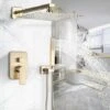 Ensemble De Douche Encastrable Doré Brossé 30cm30cm Système De Douche 2 Fonctions Mitigeur De Douche Avec Pommeau De Douche En Laiton Kit Douche Encastrable Plafond