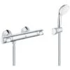 Grohe Precision Flow Thermostatic Shower Mixer Set + Hand Shower + Adjustable Wall Bracket + Hose 1750mm, Chrome