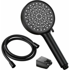 EMKE Shower Head And Hose Set Powerful Flow Shower Head Water Filter Shower 1.5M Stainless Steel Hose And High Pressure Shower Head 6 Spray Modes, Matte Black