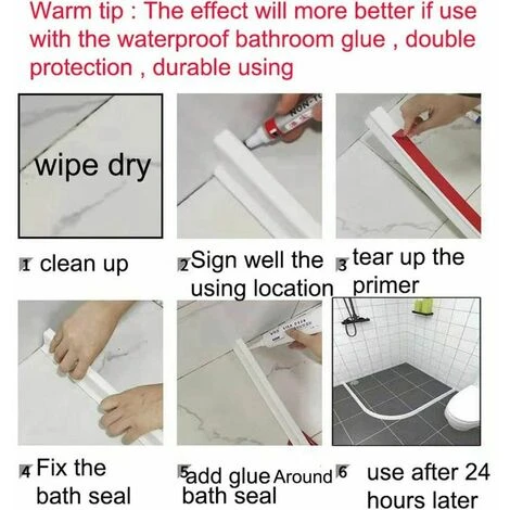 Shower Door Seal, Collapsible Shower Barrier, Shower Threshold For Wet And Dry Separation, Suitable For Kitchen And Bathroom (100 CM, 1pcs White) - Image 4