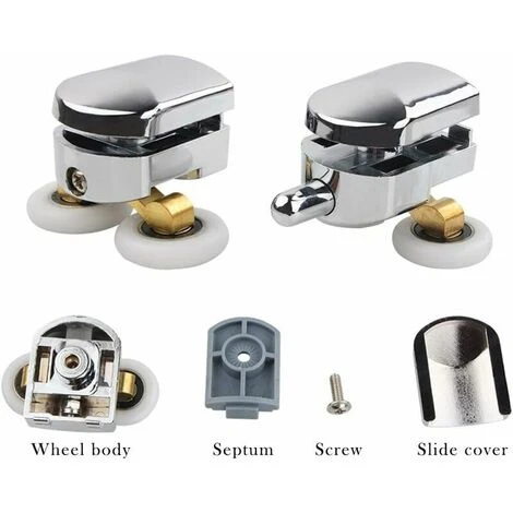 23mm 4 Replacement Rollers For Sliding Shower Door 2 Upper And 2 Lower Chrome Doors Suitable For 14mm Glass Holes - Image 3