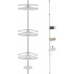 4 Tier Tension Corner Shower Caddy Rustproof Aluminum Bathroom Storage Shelves