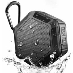 Portable Mini Speaker - Bluetooth Shower Speaker With Hook - Waterproof Bluetooth Speaker 12h Playtime For Beach, Pool, Home, Party, Black