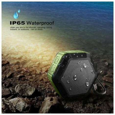 Portable Mini Speaker - Bluetooth Shower Speaker With Hook - Waterproof Bluetooth Speaker 12h Playtime For Beach, Pool, Home, Party, Black - Image 2