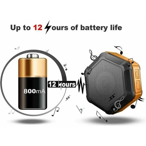 Portable Mini Speaker - Bluetooth Shower Speaker With Hook - Waterproof Bluetooth Speaker 12h Playtime For Beach, Pool, Home, Party, Black - Image 4