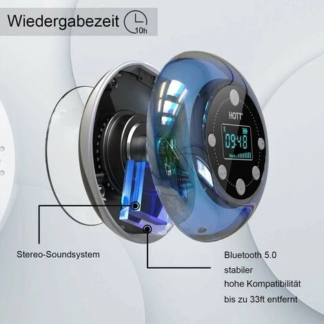 Shower Radio Bluetooth 5.0 Waterproof Speaker Wireless Bathroom Music - Image 3