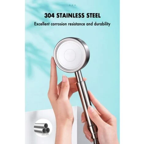 304 Stainless Steel High Pressure Shower Head, Water Saving Bathroom Shower Head Easy Installation - Waist Shaped Spray Method - Image 4