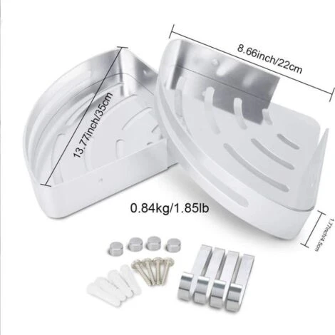 Corner Shower Shelf, Bathroom Shelf Without Drilling Basket Shower Storage Aluminum Wall Adhesive Shower Holder Organizer For Shampoo (Triangle, 2 Pieces) - Image 4