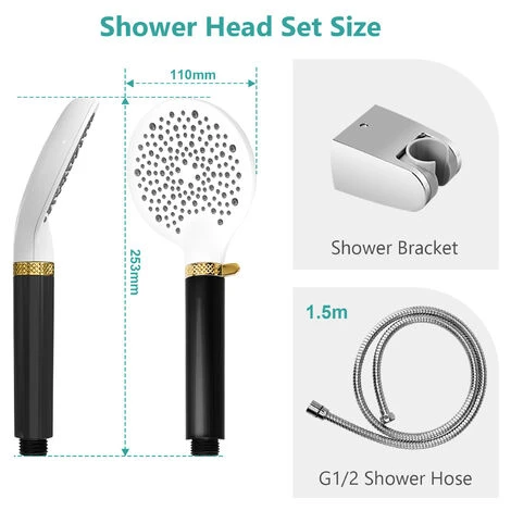 EMKE Shower Head And Hose Set Powerful Flow Shower Head Water Filter Shower 1.5M Hose IF And Red Dot Design Award-Winning Showerhead, Black - Image 5