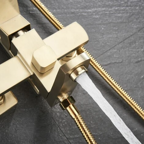 Shower Mixer Taps Shower Set Shower System 3-Function With Rainfall Shower Handheld Bath Tub Brushed Gold - Image 3