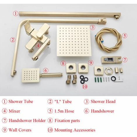 Shower Mixer Taps Shower Set Shower System 3-Function With Rainfall Shower Handheld Bath Tub Brushed Gold - Image 5