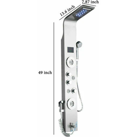 Shower Panel Column Tower LED Shower System With 6 Functions, Unique Powerful Hydromassage And Bidet Tap Shower Tower Wall Mounted Brushed Nickel - Image 2