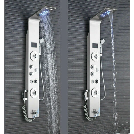 Shower Panel Column Tower LED Shower System With 6 Functions, Unique Powerful Hydromassage And Bidet Tap Shower Tower Wall Mounted Brushed Nickel - Image 4