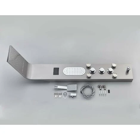 Bathroom Shower Panel Tower System LED Stainless Steel With 5 Function Shower Head Handheld Shower Massage Jets Brushed Nickel - Image 5