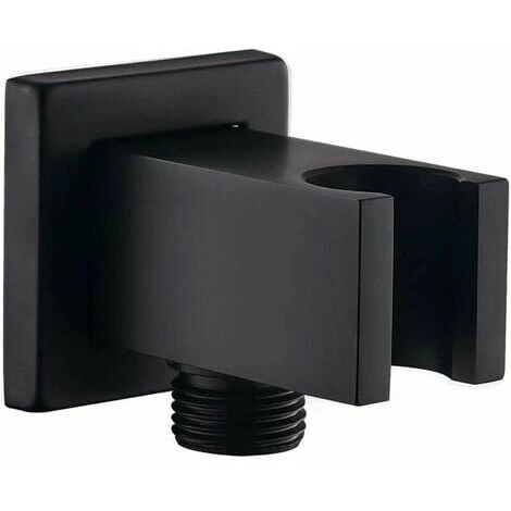 Snow-Wall Connection Elbow With Shower Bracket 1/2" Brass Square Fitting(Black)